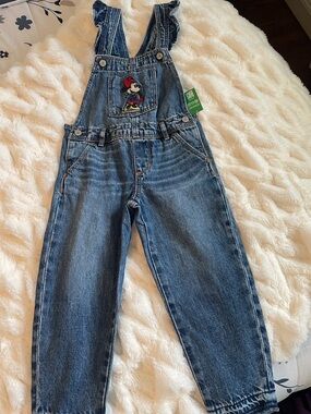 GAP Denim Blue Kids Overalls with Minnie Mouse Patch